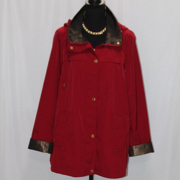 Gallery Petite Cranberry Red Hooded Raincoat - Picture 1 of 16